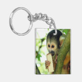 Doodshoofdaapje Eet een Wafer Biscuit Sleutelhanger (Voorkant Links)