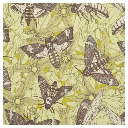 Doodshoofdpijlstaart chartreuse stof (Swatch)