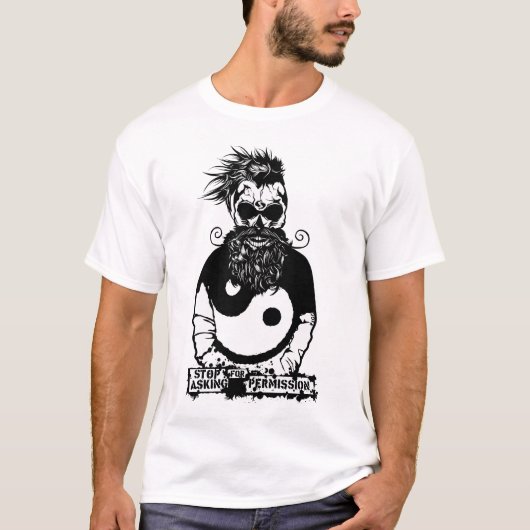 doodsoorzaak hipster yin yang skull moustache vest t-shirt (Voorkant)