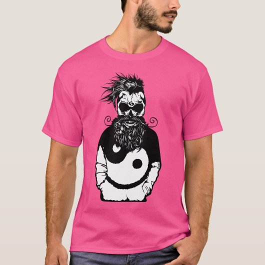 doodsoorzaak hipster yin yang skull moustache vest t-shirt (Voorkant)