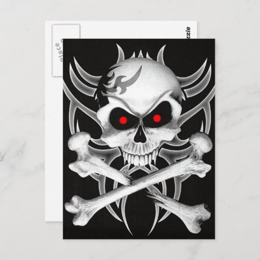 Doodsschedel en kruisgraten briefkaart (Voorkant / Achterkant)