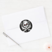 Doodsschedel en kruisgraten ronde sticker (Envelop)