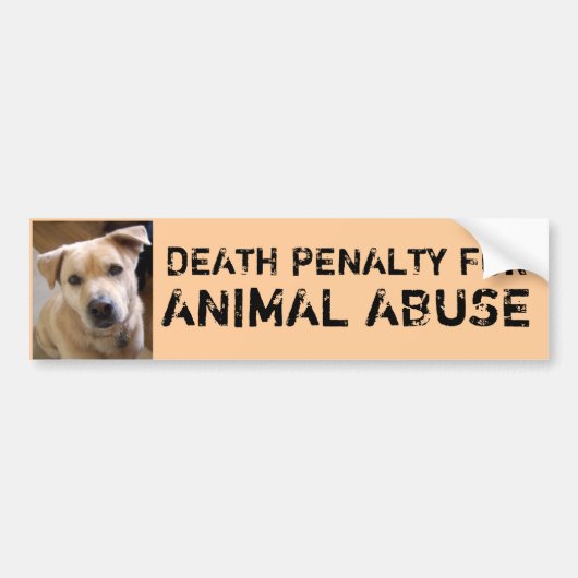 DOODSTRAF VOOR DIERENMISBRUIK BUMPERSTICKER (Voorkant)
