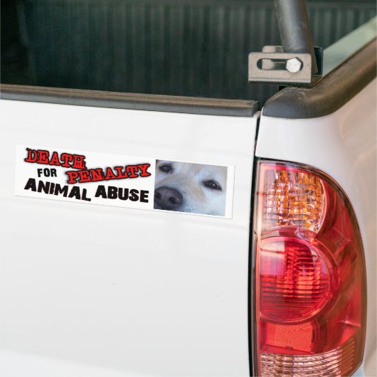 DOODSTRAF VOOR DIERENMISBRUIK (Hond) Bumpersticker (Op Truck)