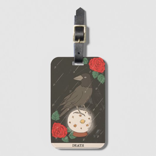 Doodtarotkaart moderne majoor Arcana ravenkraai Bagagelabel (Voorkant (verticaal))