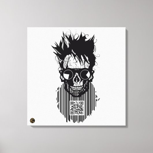 Doodteken QR G-Skulls barcode met baard 10 Canvas Afdruk (Voorkant)