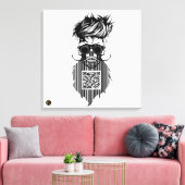 Doodtete QR G-Skulls barcode met baard en Canvas Afdruk (Insitu (Woonkamer))