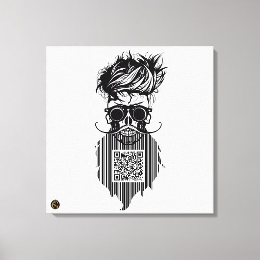 Doodtete QR G-Skulls barcode met baard en Canvas Afdruk (Voorkant)