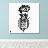 Doodtete QR G-Skulls barcode met baard en Canvas Afdruk (Insitu (Houten vloer))