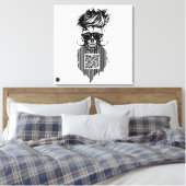 Doodtete QR G-Skulls barcode met baard en Canvas Afdruk (Insitu (Slaapkamer))