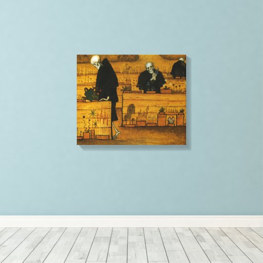 Doodtuin (door Hugo Simberg) Canvas Afdruk (Insitu (Houten vloer))