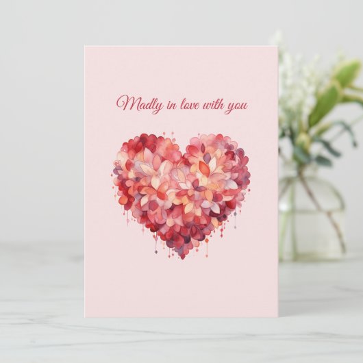 Doodverliefd | Bloemhart | Aangepaste tekst en naa Feestdagenkaart (Staand voorkant)