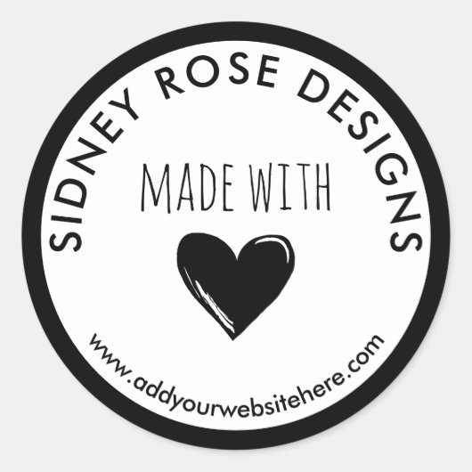 Doodzwart hart gemaakt met liefde ronde sticker (Voorkant)