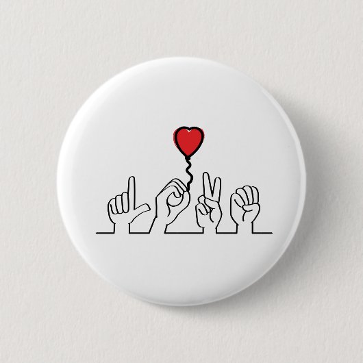 Doof, gebarentaal liefde - Liefje. Ik hou van je. Ronde Button 5,7 Cm (Voorkant)