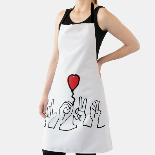 Doof, gebarentaal love - liefde. Ik hou van je. Schort (Insitu)