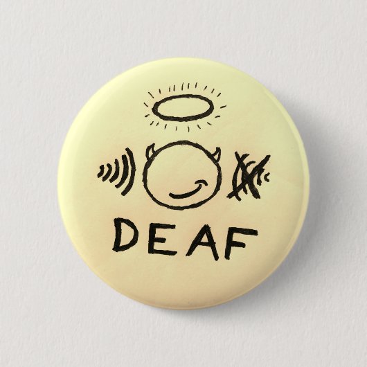 doof in één oer engel ronde button 5,7 cm (Voorkant)