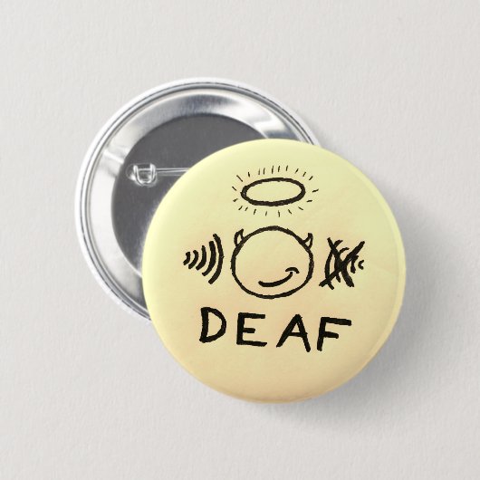 doof in één oer engel ronde button 5,7 cm (Voorkant /achterkant)