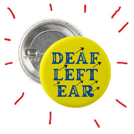 Doof linkeroor hard van gehoordoofheid ronde button 3,2 cm