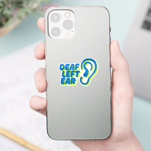 Doof linkeroor witte achtergrond sticker (Telefoon)
