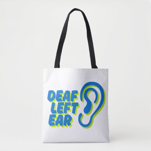 Doof linkeroor witte achtergrond tote bag (Voorkant)