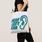 Doof linkeroor witte achtergrond tote bag (Dichtbij)