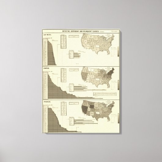 Doof, Paupers, Statistische kaart van gevangenen Canvas Afdruk (Voorkant)