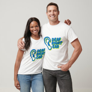 Doof rechteroor witte achtergrond t-shirt