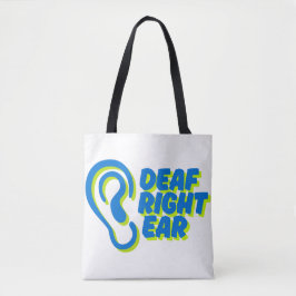 Doof rechteroor witte achtergrond tote bag