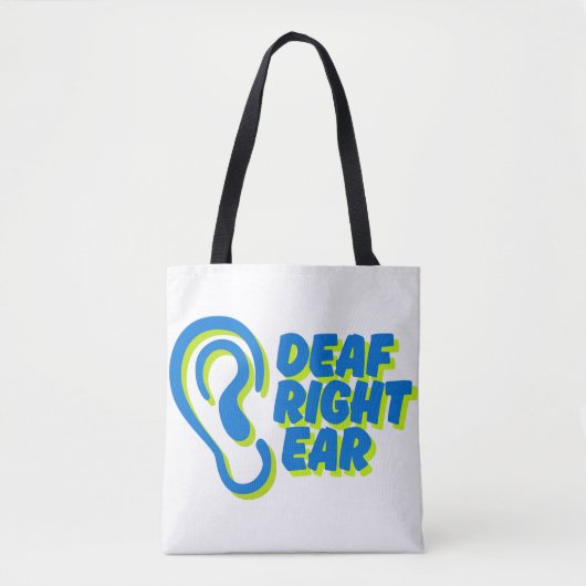 Doof rechteroor witte achtergrond tote bag (Voorkant)