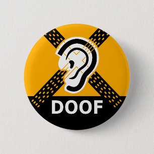 Doof Slechthorend Waarschuwing Ronde Button 5,7 Cm