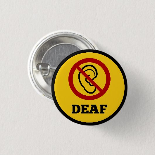 doof symbool geel ronde button 3,2 cm (Voorkant /achterkant)