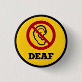 doof symbool geel ronde button 3,2 cm (Voorkant)