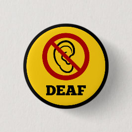 doof symbool geel ronde button 3,2 cm