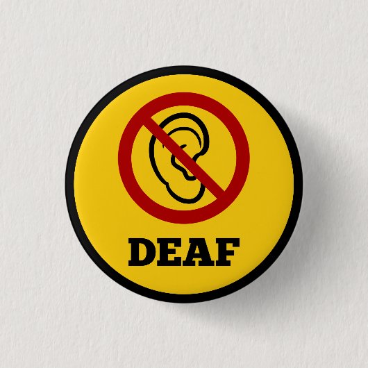 doof symbool geel ronde button 3,2 cm (Voorkant)