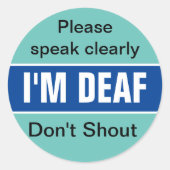 Doofbewust, slechthorend, doofheid, minder horen ronde sticker (Voorkant)