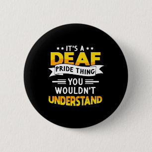 doofbewustzijn gehoorverlies en gebarentaal ronde button 5,7 cm