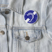 Doofheid en hardhorend symbool ronde button 5,7 cm (In situ)