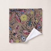 Doogavebeestjes op mochasbruin bad handdoek (Wasdoekje)