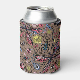 Doogavebeestjes op mochasbruin blikjeskoeler