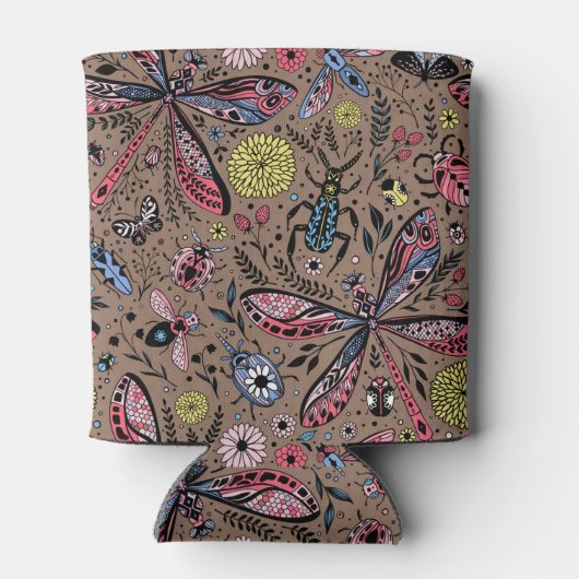 Doogavebeestjes op mochasbruin blikjeskoeler (Achterkant)