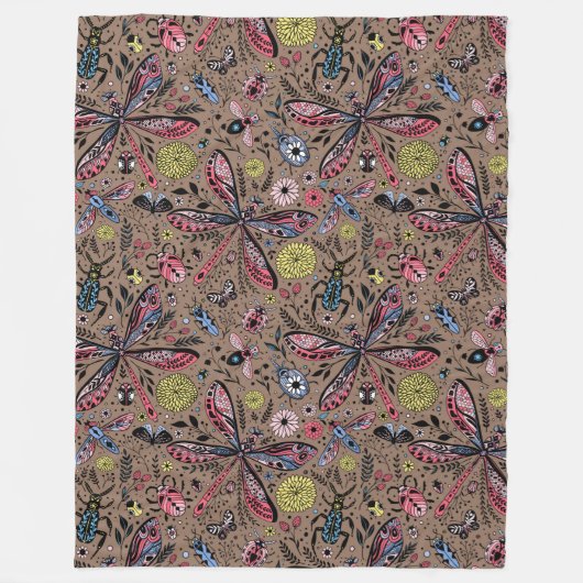 Doogavebeestjes op mochasbruin fleece deken (Voorkant)