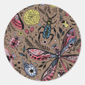 Doogavebeestjes op mochasbruin ronde sticker (Voorkant)