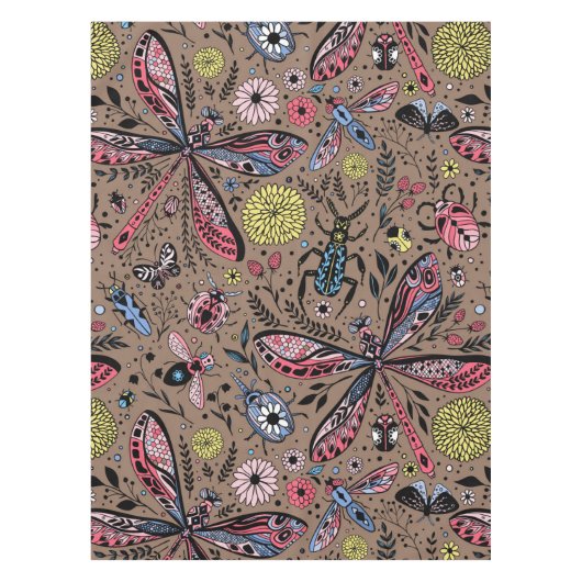 Doogavebeestjes op mochasbruin tafelkleed (Voorkant)