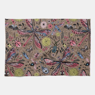 Doogavebeestjes op mochasbruin theedoek