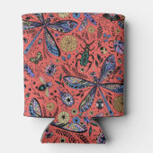 Doogaveinsecten op koraalrood blikjeskoeler (Achterkant)