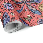 Doogaveinsecten op koraalrood cadeaupapier (Rol Hoek)