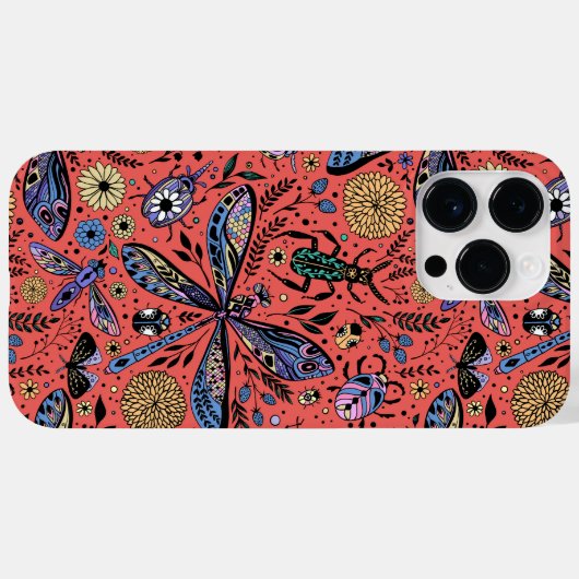 Doogaveinsecten op koraalrood Case-Mate iPhone case (Achterkant (horizontaal))