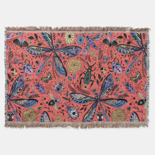 Doogaveinsecten op koraalrood deken