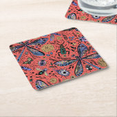 Doogaveinsecten op koraalrood kartonnen onderzetters (Schuin)