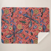 Doogaveinsecten op koraalrood sherpa deken (Voorkant (horizontaal))